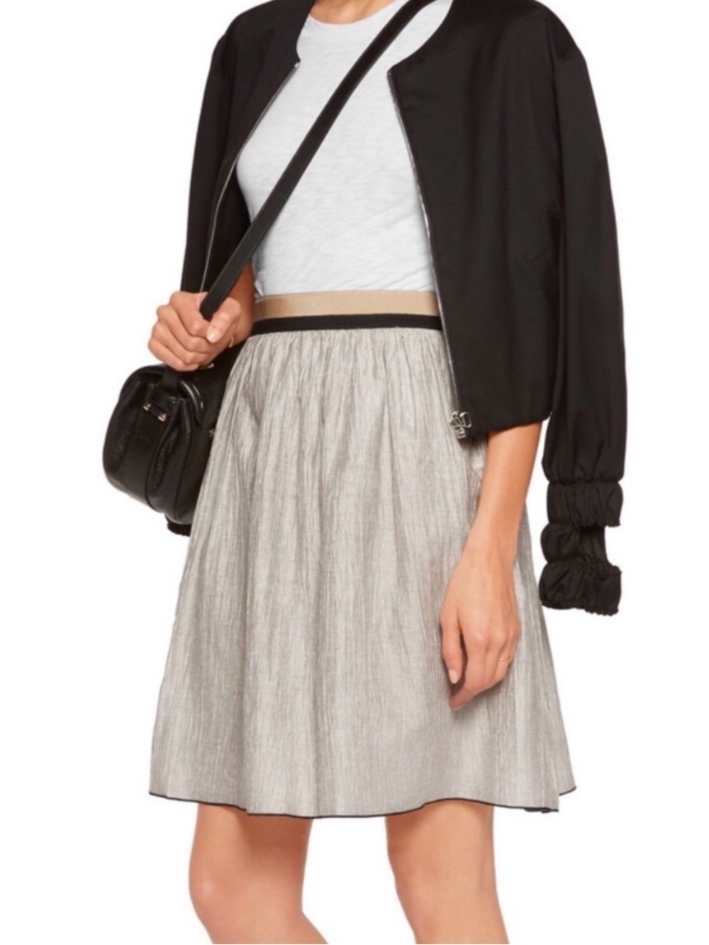 rag & bone Svea Stripe Gathered Skirt with Grosgrain Waistband - Sz: 8